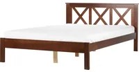 Letto in Legno Scuro con Rete a Doghe Design Elegante 140 x 200 cm