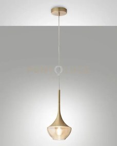 Apollo sospensione ottone satinato 1 luce attacco e27 d.20cm in met...