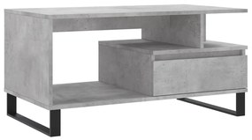 Tavolino salotto grigio cemento 90x49x45 cm legno multistrato