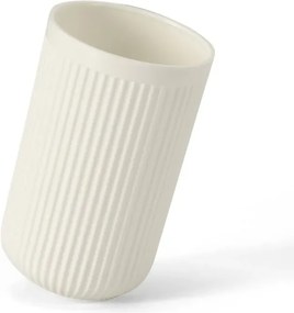 Set accessori bagno 2 pz con dispenser e portaspazzolino bianco crema cannettato Arizona