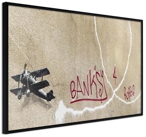 Poster  Banksy: Love Plane  Cornice Quadri Cornice nera, Larghezza x Altezza Home decor 45x30