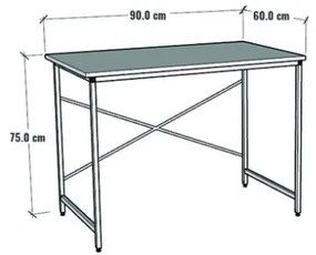 Scrivania Stile Industrial Ferro E Legno 90x60x73 Adam Bianca