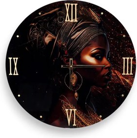 Orologio da parete rotondo D65 cm in vetro temperato ritratto afro