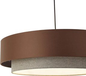 Lampada a sospensione moderna bronzo scuro con tortora 50cm 3 luci - Drum Duo
