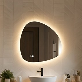Specchio irregolare con illuminazione  94x94\74x74\64x64\84x84 cm, bicolore, interruttore touch, tappetino riscaldante