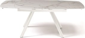 Tavolo moderno allungabile a 210 cm base metallo e piano effetto Marmo Bianco TERENCE