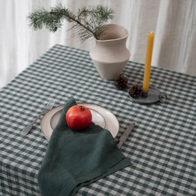 Tovaglia in lino 140x250 cm Forest Green Gingham – Linen Tales