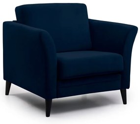 Poltrona blu scuro con rivestimento in velluto Eden – Scandic