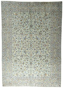 Kashan Tappeto persiano 390 x 280 Verde (Iran) Annodato A Mano