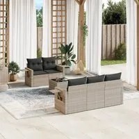 Set Divano da Giardino 6pz con Cuscini Grigio Chiaro Polyrattan 3219901