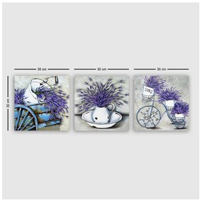 Dipinti in set di 3 pezzi 30x30 cm Lavender - Wallity