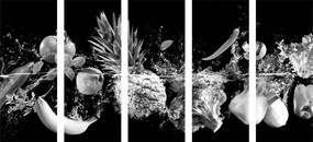 Quadri 5 pezzi – Frutta e verdura biologica in bianco e nero