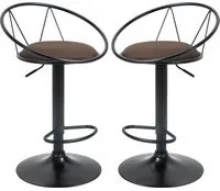 Set 2 Sgabelli da Bar 51x46x78/100 cm in Metallo Nero e Marrone