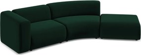 Chaise longue verde scuro (con penisola a destra) con rivestimento in velluto Ekahi – Makamii
