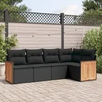 Set Divani da Giardino 5 pz con Cuscini in Polyrattan Nero 3260025