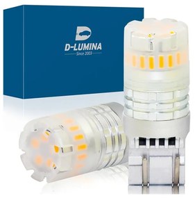 Lampada Led T20 7443 7440 Canbus Arancione Ambra 12V No Polarita IP67 Illuminazione 360 Gradi