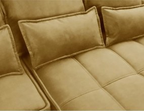 Divano angolare giallo allungabile/con contenitore (con penisola a destra/con chaise lounge) e rivestimento in velluto Campo – ELTAP