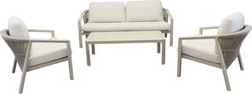 FRIDA - salotto outdoor in alluminio con schienale in corda