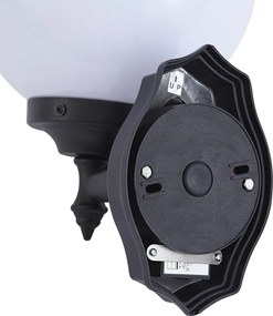 Lampada da parete classica da esterno nera con vetro opale IP44 con sensore di movimento - Champs