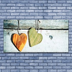 Quadro su tela Cuore in legno Art 100x50 cm