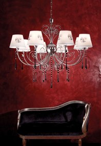 8-light chandelier Murano crystal -713/8 - Fashion Crystal - Arredo Luce Cromo