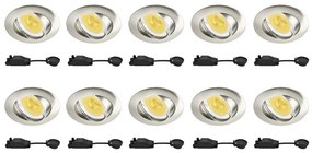 Set da 10 pezzi Faretto da incasso con fonte luminosa LED Clane tondo nichel, foro incasso 5.5 cm