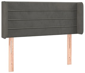 Testiera ad orecchio grigio scuro 83x16x78/88 cm in velluto