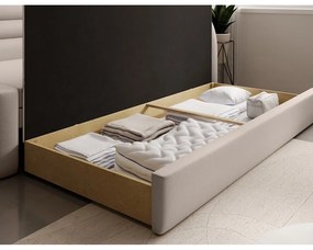 Divano beige allungabile/con contenitore con penisola a destra e rivestimento in velluto 223 cm Fabillo – ELTAP