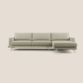 Dorian divano moderno angolare con penisola in tessuto morbido antimacchia T05 panna 268 cm Sinistro