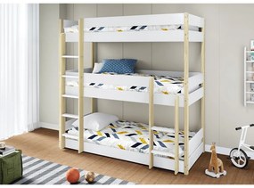Letto da bambini a castello bianco/di colore naturale 90x190 cm Valka – Marckeric