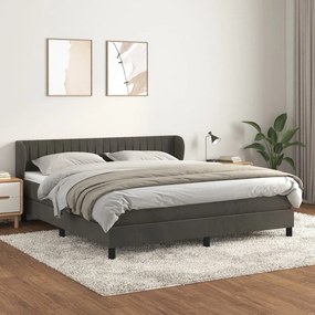 Giroletto A Molle Con Materasso Grigio Scuro 160x200 Cm Velluto /