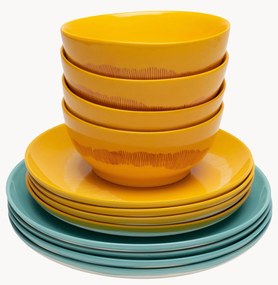 Servizio di stoviglie per feste con smalto reattivo, 4 persone (12 pz)