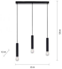 Leuchten Direkt 15618-18 - Lampadario a sospensione con filo BRUNA 3xE27/60W/230V nero