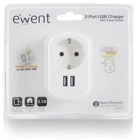 Presa Parete con 2 Porte USB Ewent EW1211 3,1 A