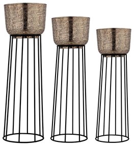 Eglo 428095 - SET 3x Vaso da fiori in metallo OKAYAMA nero/oro