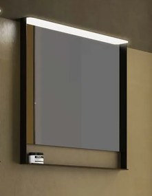 Ceramica Globo Mode Specchio 80x80 Con Led E Cornice con ripiano In Acciaio Nero Opaco