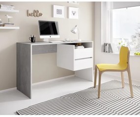 Scrivania con cassetti MARLO grigio cemento/bianco
