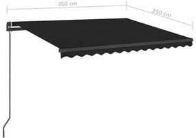 Tenda da Sole Retrattile Manuale con LED 3,5x2,5m Antracite