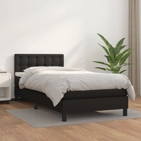 Giroletto A Molle Con Materasso Nero 100x200 Cm İn Similpelle /