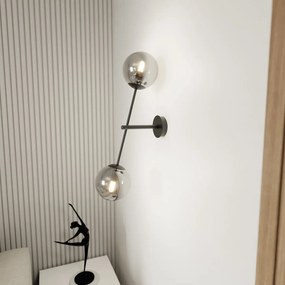 Applique da Parete in Acciaio e Vetro LINEAR K2 Nero 2xE14