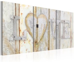 Quadro Vintage Love  Colore Giallo, Dimensioni e Misure 120x60