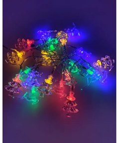 Catena luminosa natalizia a LED da esterno 20xLED/2xAA 2,2 m IP44 multicolore con alberelli e renne