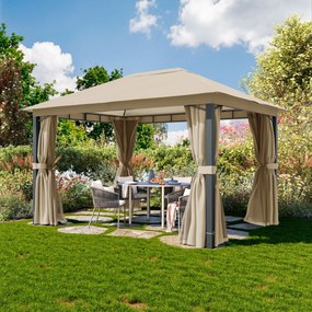 TOOLPORT Gazebo da giardino 3x4m, Softtop, 4 teli laterali, ocra - (300673)