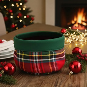 Cestino in tessuto tartan diametro 20 cm