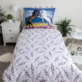 Set copripiumino e federa da bambini in cotone per letto singolo 140x200 cm Horse "Meadow" – Jerry Fabrics
