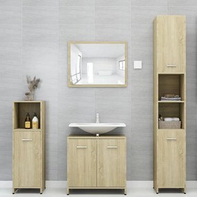 Set mobili da bagno 3 pz rovere sonoma in truciolato