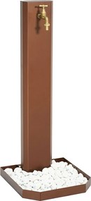 Fontana da Giardino Design a Colonna Ovale Rubinetto in Ottone e Base con Ciottoli Corten...