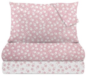 Completo letto matrimoniale poli fiore rosa