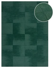 Tappeto in lana tessuto a mano color petrolio 120x170 cm Demi Check Ombre - Flair Rugs