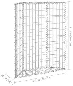 Gabbione Letto Rialzato Trapezio Acciaio Zincato 80x20x100 cm